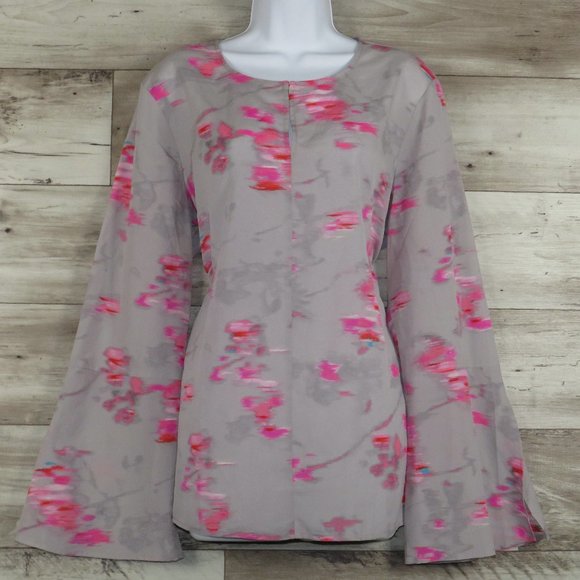 Banana‎ Republic* Women's Long Bell Split Sleeves Curved Hem Cutout Blouse~ XL - Picture 1 of 14